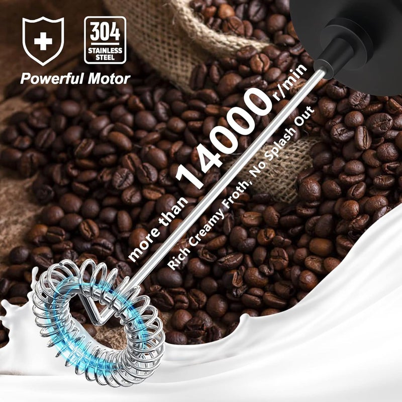 Joejoe JoeJoe Milk Frother Handheld Coffee Frother Handheld Handheld Electric Stirrer Milk Foamer Frother for Cappuccino Frappe Matcha Wood Grain  - Image 3