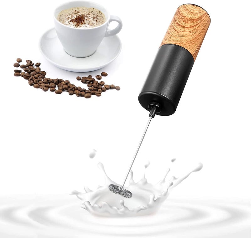 Joejoe JoeJoe Milk Frother Handheld Coffee Frother Handheld Handheld Electric Stirrer Milk Foamer Frother for Cappuccino Frappe Matcha Wood Grain  - Image 1