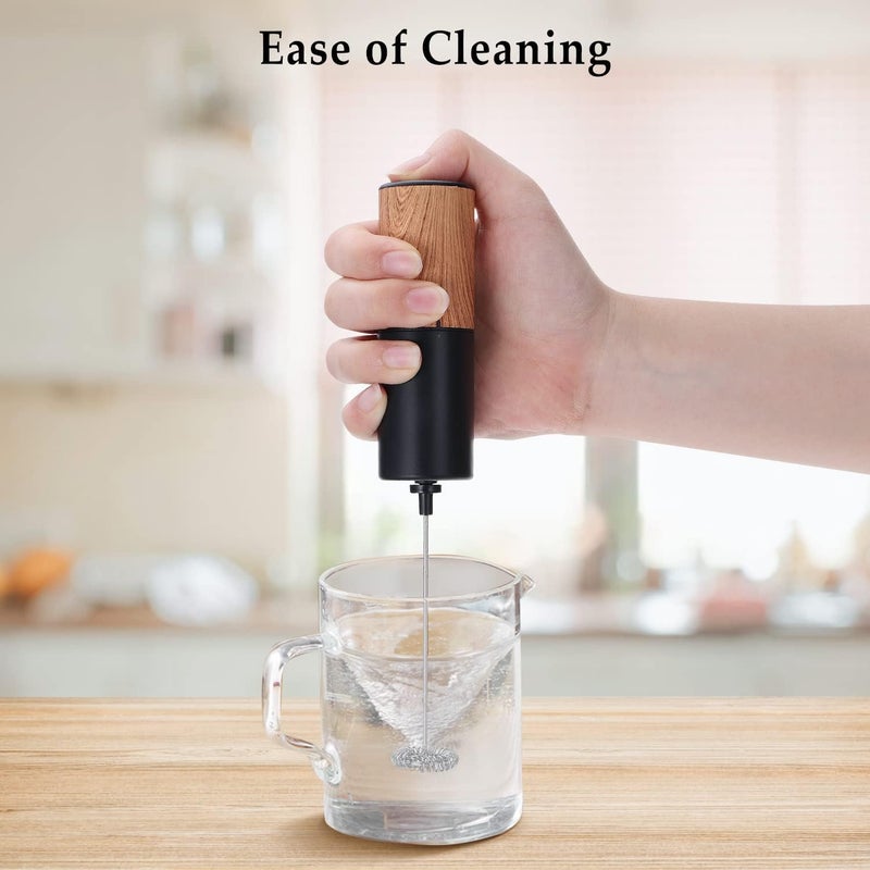 Joejoe JoeJoe Milk Frother Handheld Coffee Frother Handheld Handheld Electric Stirrer Milk Foamer Frother for Cappuccino Frappe Matcha Wood Grain  - Image 5