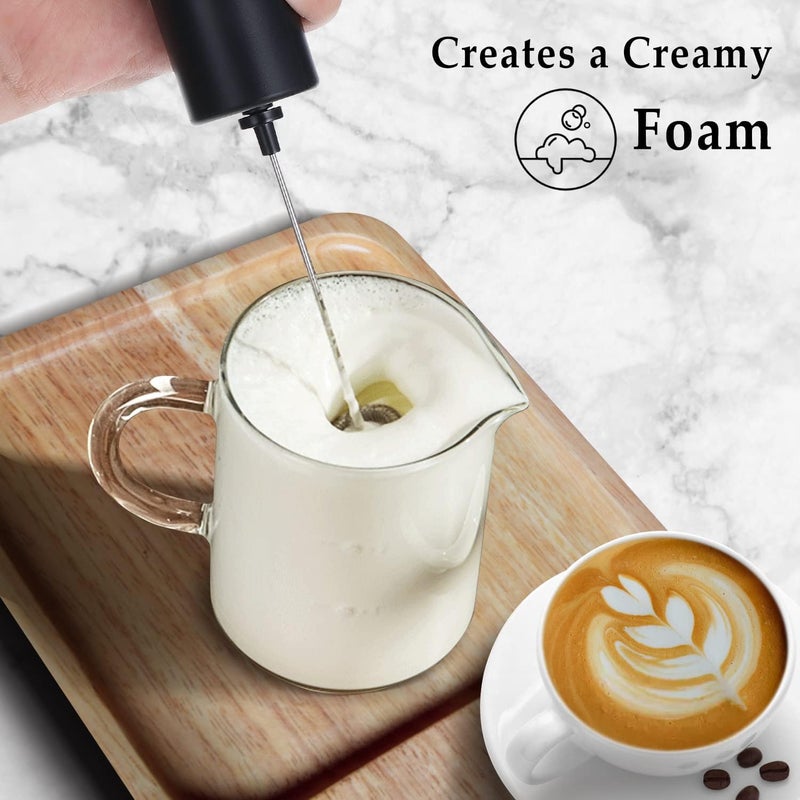 Joejoe JoeJoe Milk Frother Handheld Coffee Frother Handheld Handheld Electric Stirrer Milk Foamer Frother for Cappuccino Frappe Matcha Wood Grain  - Image 4