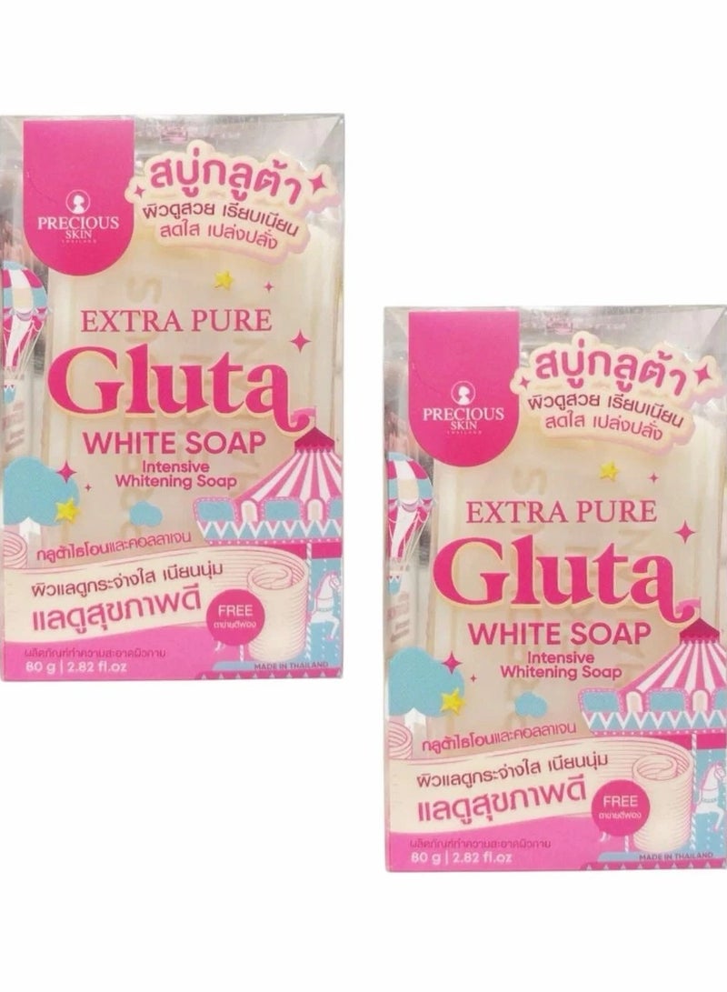 صابونة غلوتا وايت الإضافية النقية بريشس سكين تايلاند - عبوتان (80 غرام لكل واحدة)