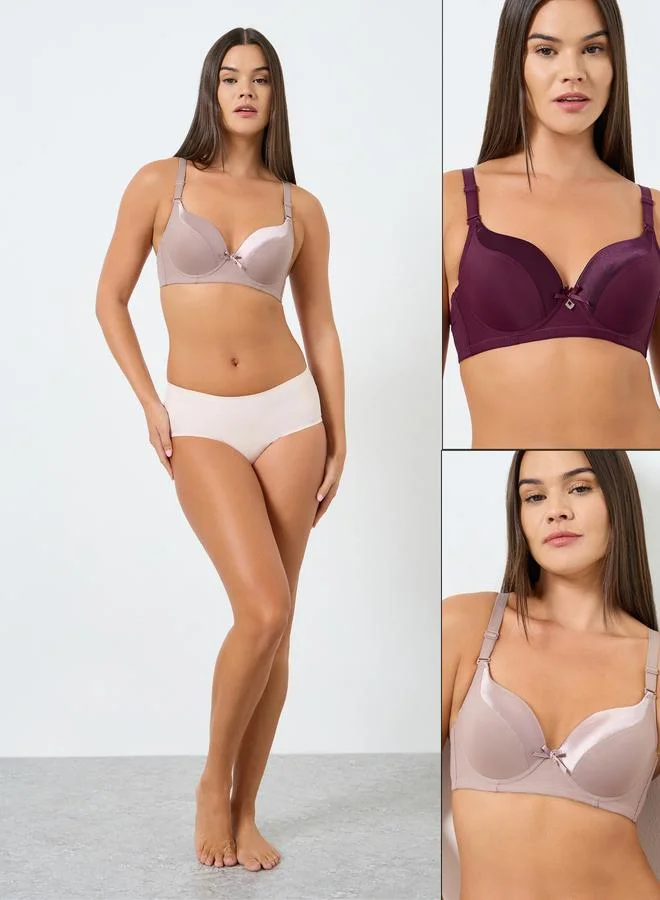 Styli Pack of 2 - Full Cup Padded Wired Bra with Satin Panel