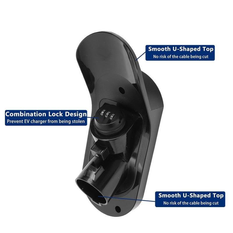 Haofy Ev Charging Plug Holder 55lbs Weight Capacity Heavy Charger Support With Builtin Combination Lock Weatherproof J1772 Mount For Home Garage Commercial Charging Stations Outdoor Use - Image 4