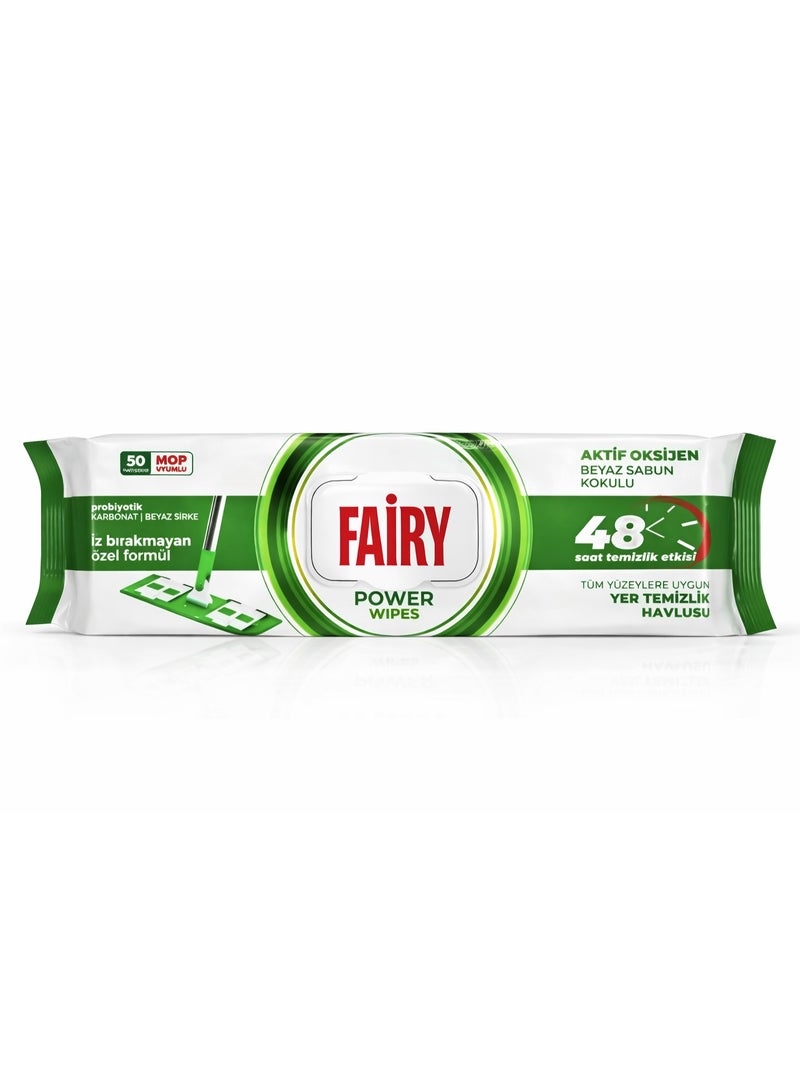 Fairy Power Cleaning Wipes (50) Sheets ) – Multi-Surface Antibacterial Wipes, Long-Lasting Freshness, Powerful Grease Removal - Image 1