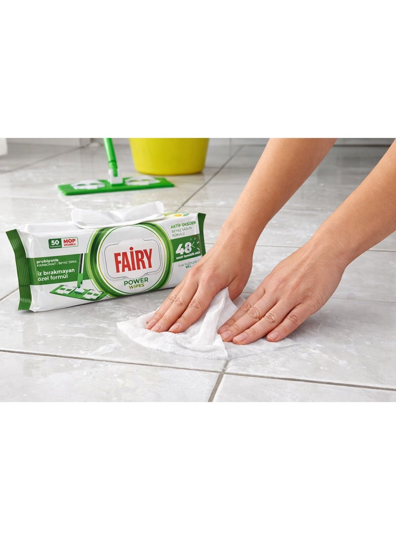 Fairy Power Cleaning Wipes (50) Sheets ) – Multi-Surface Antibacterial Wipes, Long-Lasting Freshness, Powerful Grease Removal - Image 2