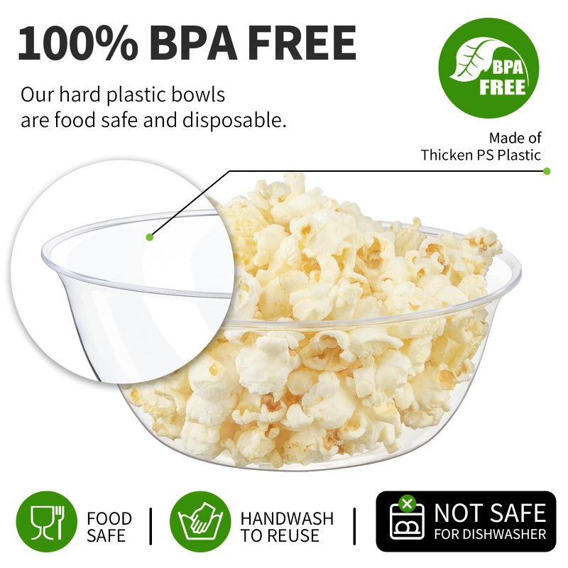TOFLEN 12 oz Clear Plastic Bowls, 50 Pack Disposable Small Hard Plastic Serving Bowls for Party, Ice Cream, Dessert, Fruit, Appetizer, Soup, Snack, Home or Event Party Supplies - Image 3