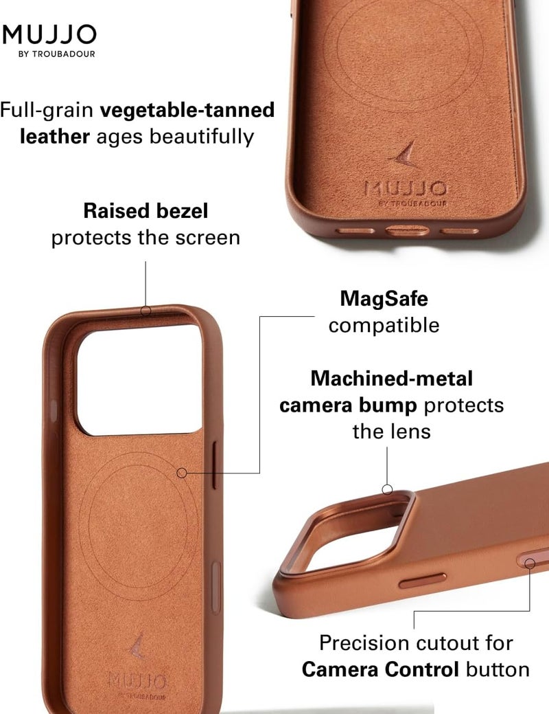 موجو جراب آيفون  برو جلدي - بني مع شحن لاسلكي مغناطيسي - Image 3