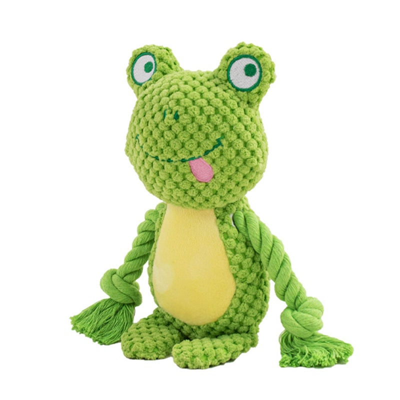 TONYFY Dog Toys Dog Squeaker Toys with Crinkle Paper Stuffed Animal Dog Plush Chewing Toy Cotton Rope Interactive Toys for Puppy Small Middle Dogs Green Frog - Image 2