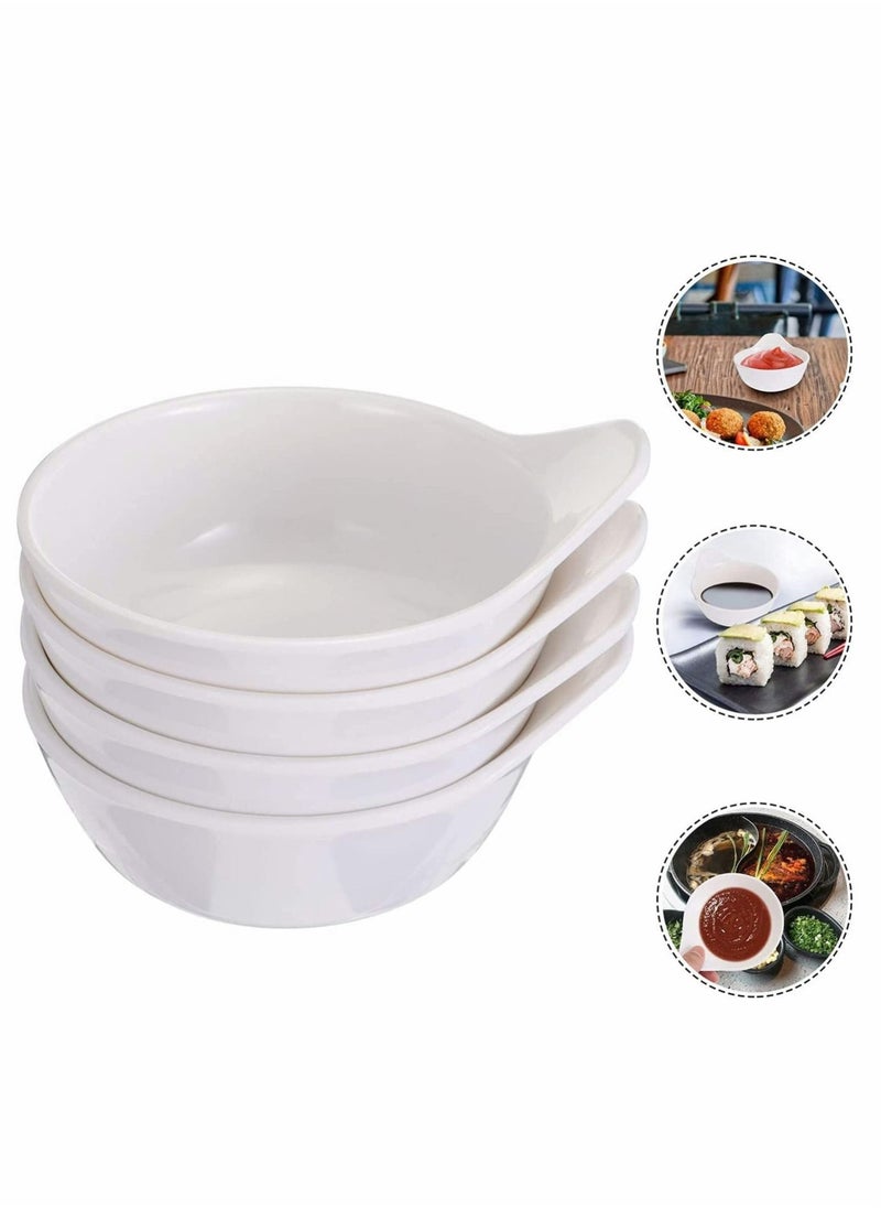Excefore - 4Pcs Sauce Dish Dip Bowls, Round Seasoning Dishes with Handle, Sushi Dipping Bowl Saucers Bowl Mini Appetizer Plates - Image 1