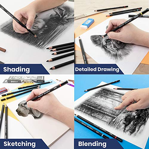 Pacific Arc Premium Charcoal Drawing Pencils for Artists - 12 pieces Soft, Medium, Hard - Professional Artist Pencils for Drawing, Sketching, Shading - Image 3