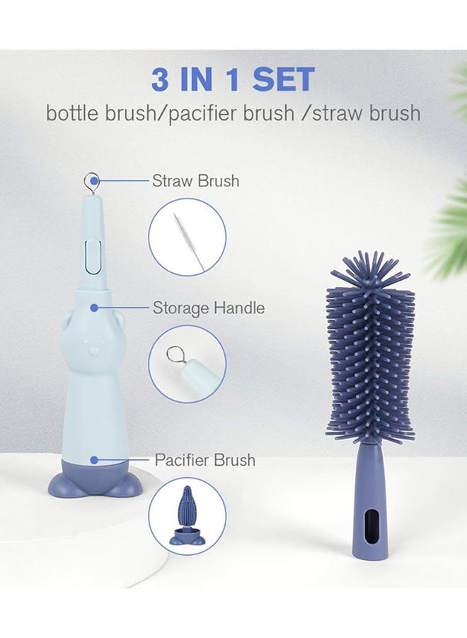 3 In 1 Silicone Baby Bottle Brush For Cleaning Bottles, Bottle Brush Set, Silicone Baby Bottle Brush, Portable Baby Bottle Brush, Nipple Brush, Straw Brush - Image 4