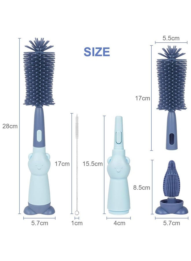 3 In 1 Silicone Baby Bottle Brush For Cleaning Bottles, Bottle Brush Set, Silicone Baby Bottle Brush, Portable Baby Bottle Brush, Nipple Brush, Straw Brush - Image 2