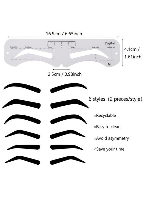 12 Pcs Reusable Eyebrow Stencil, Eyebrow Template with Elastic Band for Beginners (Eyebrow Distance 2.5cm)