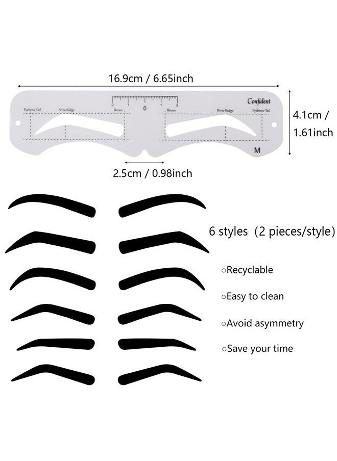 12 Pcs Reusable Eyebrow Stencil, Eyebrow Template with Elastic Band for Beginners (Eyebrow Distance 2.5cm)