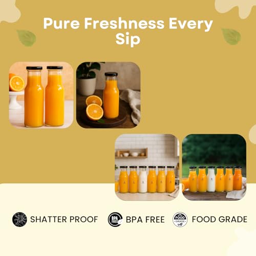 MACHAK Milk, Water and Juice Glass Bottle with Air Tight Lid, Leak-Proof, Reusable & BPA-Free, Transparent Milk bottle 200ml (Set of 24) - Image 2