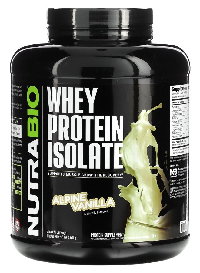 NutraBio Whey Protein Isolate Alpine Vanilla 5 lb (2268 g) - Image 1