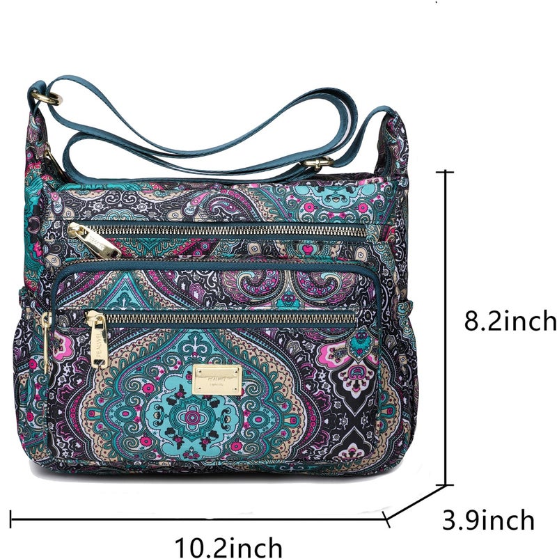 Pealwel Women Shoulder Handbag Roomy Multiple Pockets Bag Ladies Crossbody Purse Tote Top Handle Satchel(SS-Black&Blue) - Image 2