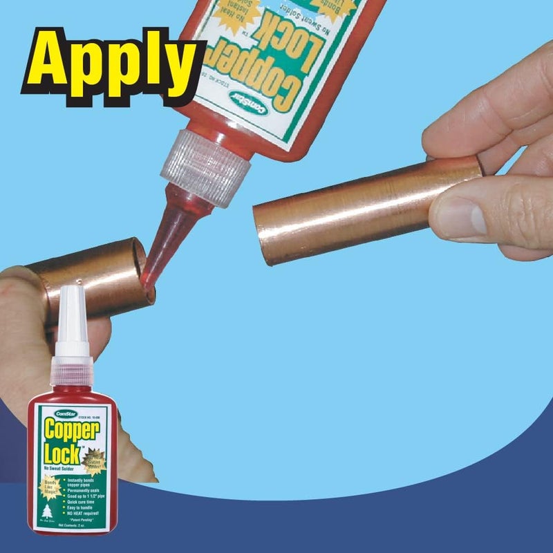 Comstar Copper Lock, No Heat Solder for Copper & Brass Pipes, Instant Leak-Proof Seal Up to 500 PSI, Handles All Refrigerants, Withstands -60°F to 300°F, 2 oz Bonding Solution for HVAC (10-800) - Image 1