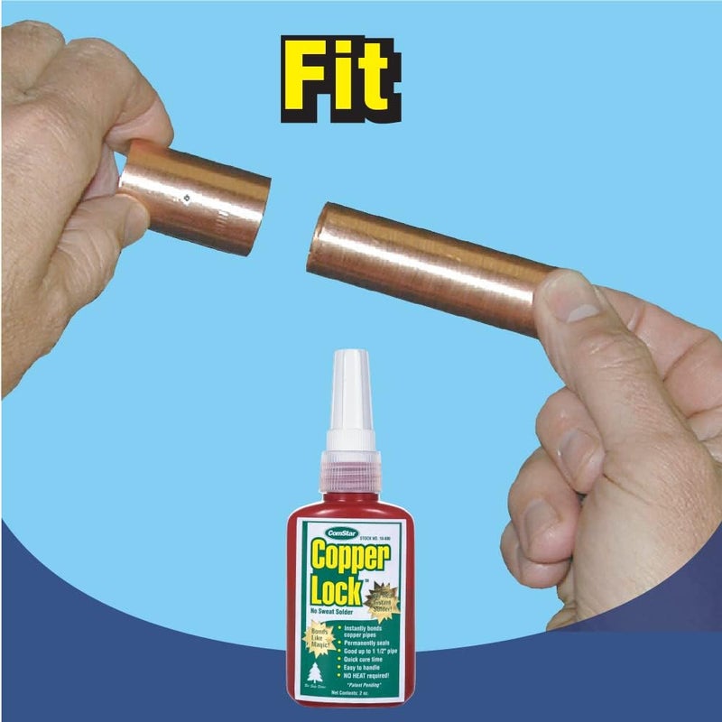 Comstar Copper Lock, No Heat Solder for Copper & Brass Pipes, Instant Leak-Proof Seal Up to 500 PSI, Handles All Refrigerants, Withstands -60°F to 300°F, 2 oz Bonding Solution for HVAC (10-800) - Image 2
