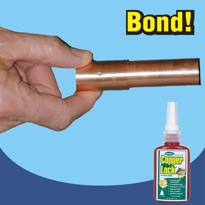 Comstar Copper Lock, No Heat Solder for Copper & Brass Pipes, Instant Leak-Proof Seal Up to 500 PSI, Handles All Refrigerants, Withstands -60°F to 300°F, 2 oz Bonding Solution for HVAC (10-800) - Image 3