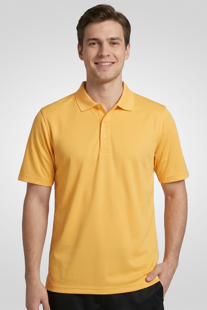 Greg Norman Men Sportswear Fit Short Sleeve Outdoor Polo Shirt, Orange - Image 1