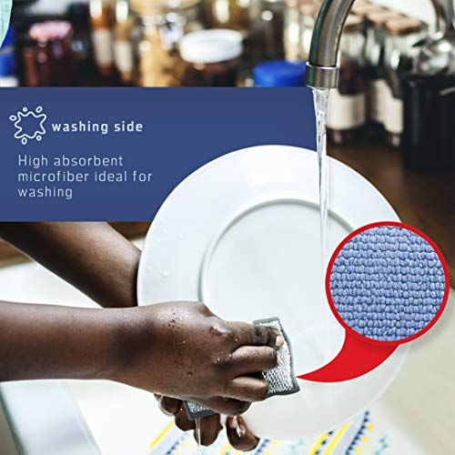 FAYINA 2-Sided Premium Microfiber Dish Sponge and Scrubber 3 Pack Variety - Heavy Duty Scouring Non-Scratch Multi-Surface - Image 3