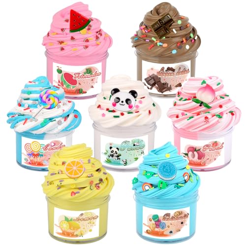 Niuruilsi Scented Slime Kit with 7 Pack Butter SlimesDual Colored Pink Slime Watermelon CharmsSuper Soft and NonSticky Stress Relief Toy Party Favors Birthday Gifts for GirlsAges 412 Party Favors - Image 1