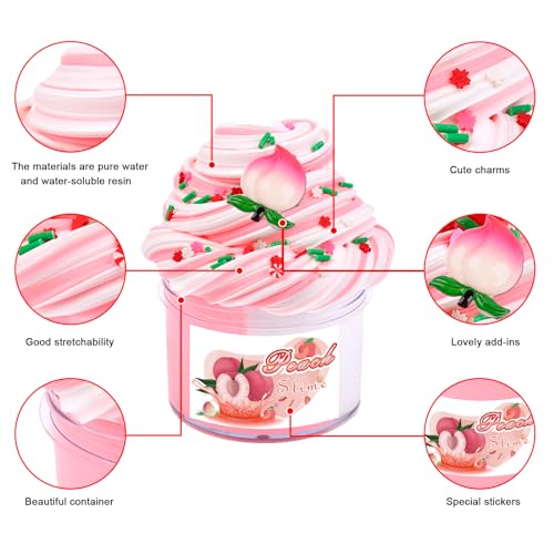 Niuruilsi Scented Slime Kit with 7 Pack Butter SlimesDual Colored Pink Slime Watermelon CharmsSuper Soft and NonSticky Stress Relief Toy Party Favors Birthday Gifts for GirlsAges 412 Party Favors - Image 5