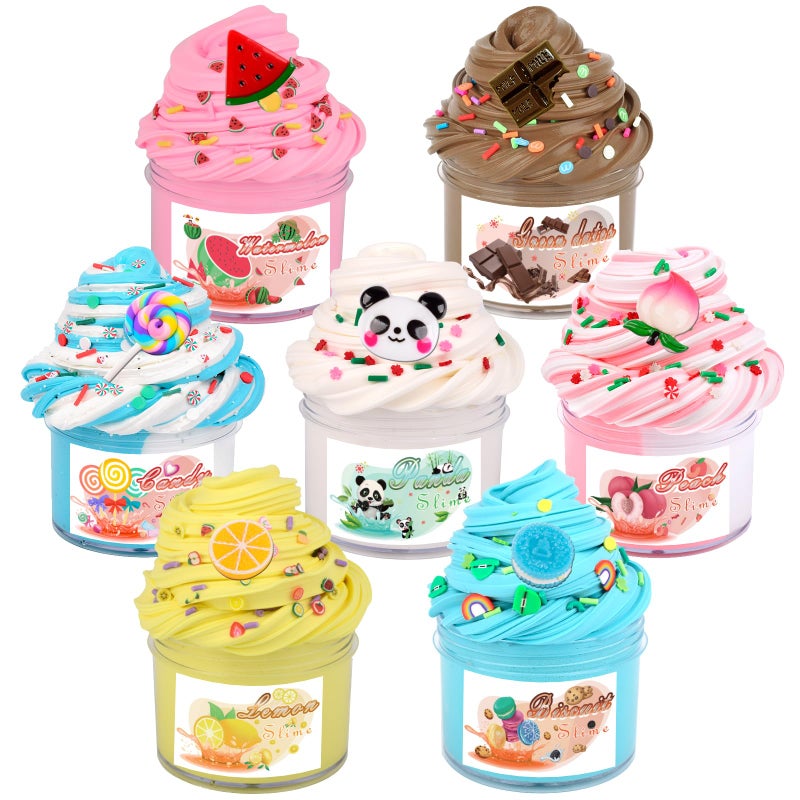 Niuruilsi Scented Slime Kit with 7 Pack Butter SlimesDual Colored Pink Slime Watermelon CharmsSuper Soft and NonSticky Stress Relief Toy Party Favors Birthday Gifts for GirlsAges 412 Party Favors - Image 4