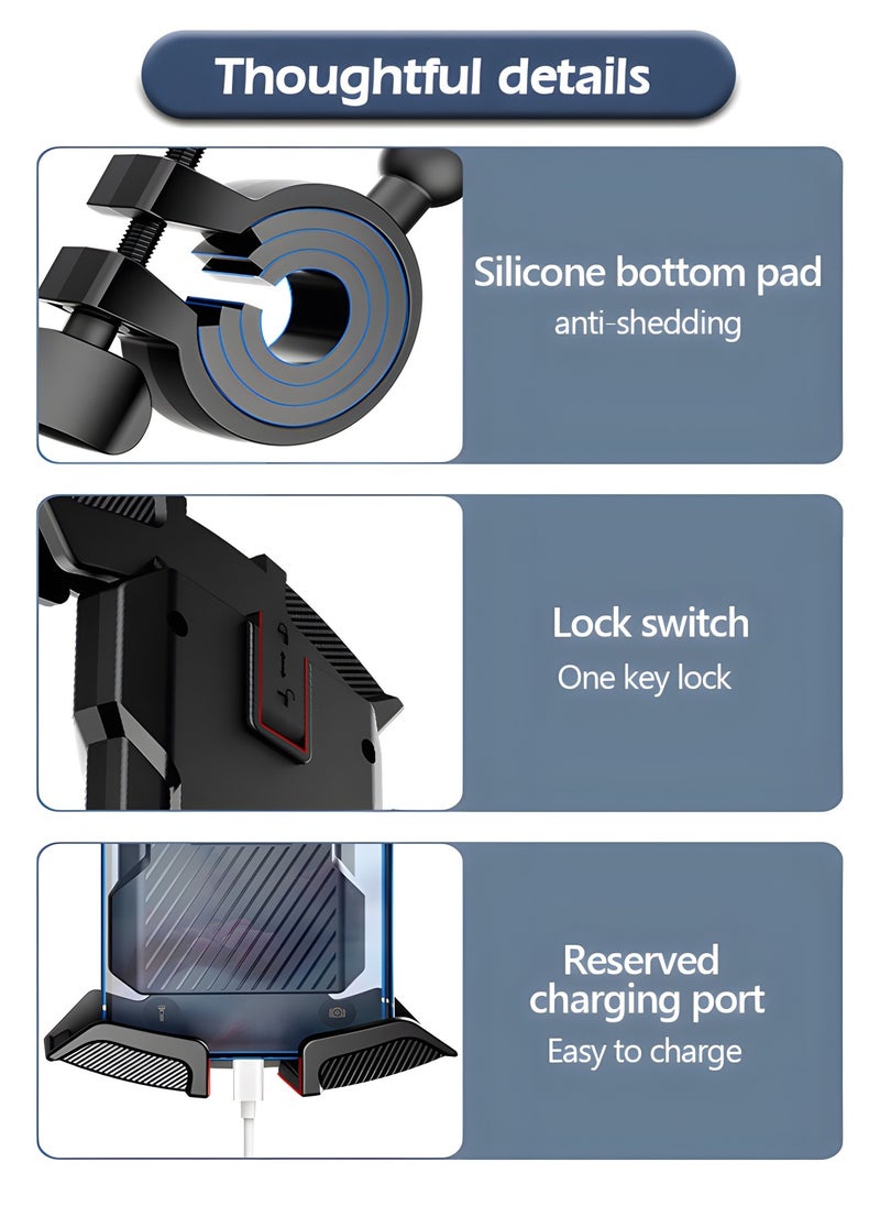 GROIC Bike Phone Mount,Motorcycle Handlebar Phone Mount Holder,360°Rotatable Bicycle Motorcycle Scooter Accessories Handlebar Phone Clip for 4.7"-6.8",Bicycle Navigation Bracket  - Image 4