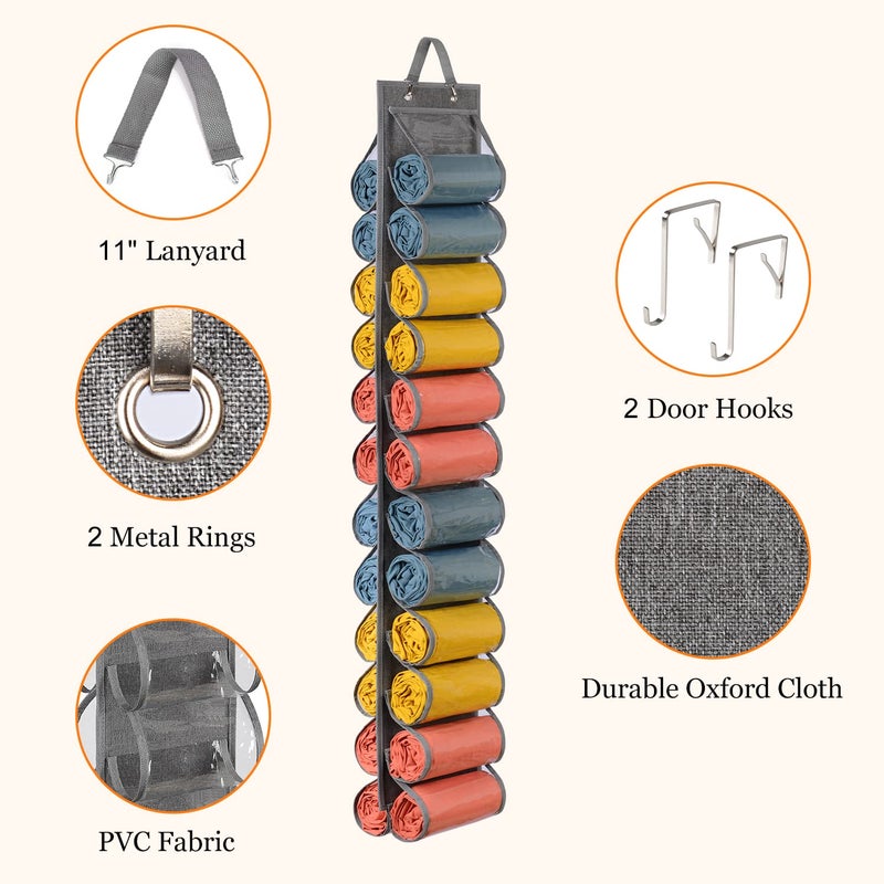Lirex Hanging Yoga Legging Storage Organizer with 24 Pockets, Foldable Oxford Cloth Hanging Closet Organizer Shirts Jeans Storage Hanger Socks Holder for Family Closet Bedroom, Grey - Image 4