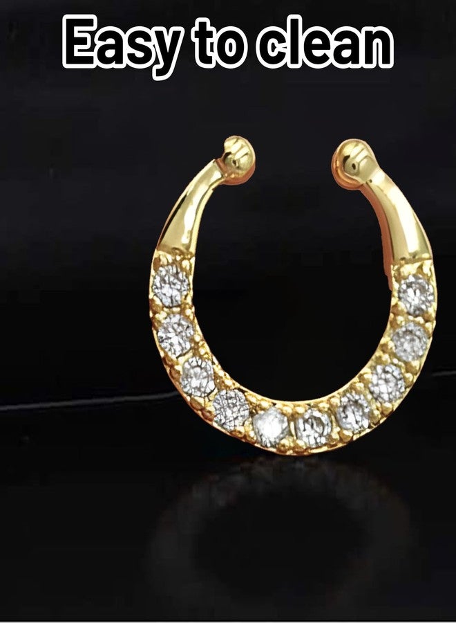 Buildcon 2 Pcs Septum Ring Without Piercing, U-Shaped Gold Nose Ring for Women and Girls, Non-Piercing Nose Pin, Parties, Weddings, and Traditional Outfits - Image 5