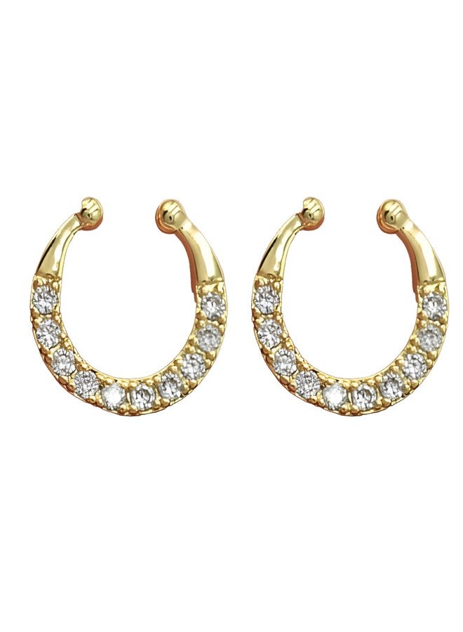 Buildcon 2 Pcs Septum Ring Without Piercing, U-Shaped Gold Nose Ring for Women and Girls, Non-Piercing Nose Pin, Parties, Weddings, and Traditional Outfits - Image 1