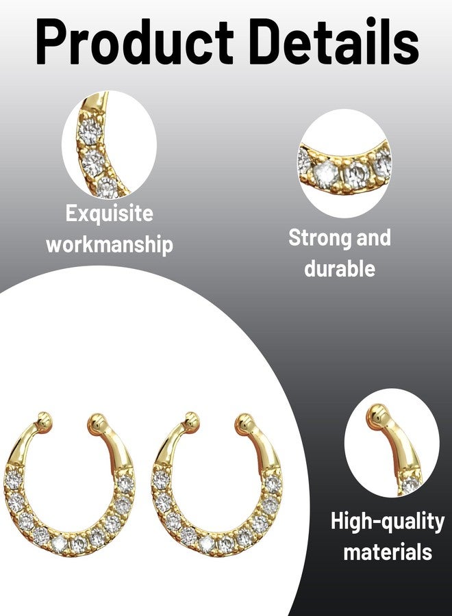 Buildcon 2 Pcs Septum Ring Without Piercing, U-Shaped Gold Nose Ring for Women and Girls, Non-Piercing Nose Pin, Parties, Weddings, and Traditional Outfits - Image 2