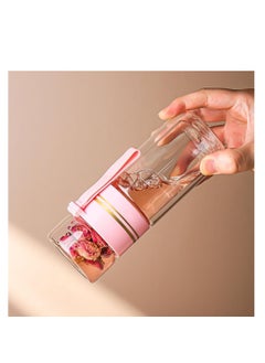 XiuWoo Tea Infuser Bottle, Clear Double Wall Glass Water Bottle, Portable Travel Water Separation Tea Bottle Mug Cup with Tea Infuser for Women Men, 420ml, green  - Image 3