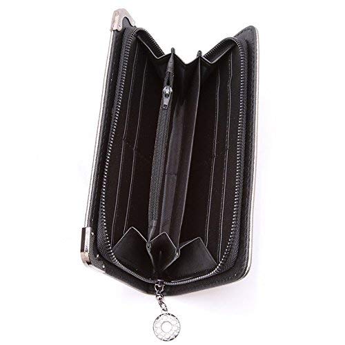 HOYOFO HOYOFO Skull Wallets for Women Zip Around Clutch with Credit Card Holder Phone Case Leather Long Goth Wallet Purse with Wristlet, Black  - Image 5