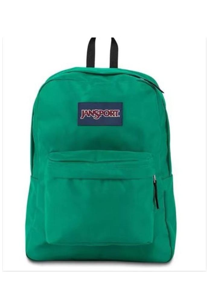 JANSPORT حقيبة ظهر سوبر بريك الصلبة باللون الأخضر - Image 1