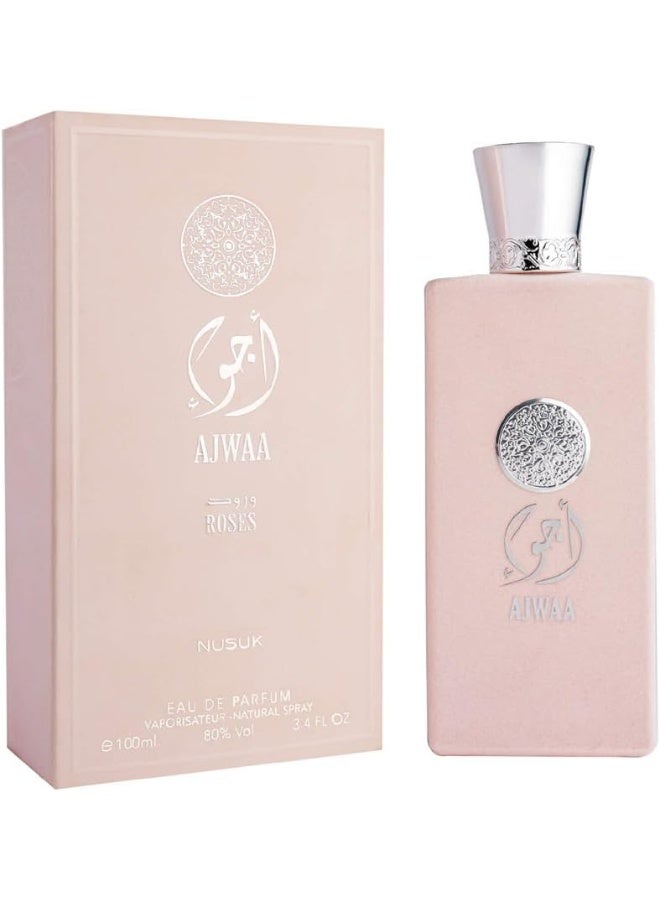 Nusuk Ajwaa Roses Eau De Parfum for Women | Long Lasting Perfume with Pineapple, Bergamot, Rose, Jasmine, Lavender, Patchouli, Musk & Cedarwood | Elegant Floral Woody Fragrance | 100ml - Image 1