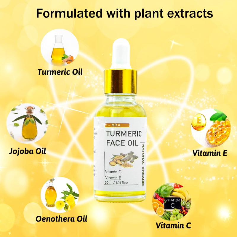 MR.A 3Pack Turmeric Oil, Turmeric oil with Vitamin C for Face Body, Great for Cleanses Skin, Moisturize & Soothing skin, Tumeric Face Oil for All Skin Type - Image 2