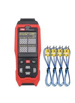 TASI TA612C 4 Channels K/ J Type Thermocouple Thermometer -200~1372℃/ -328~2501℉ Handheld Digital LCD Temperature Meter 5000 Groups Data Storage with USB Data Upload & Real-time Measurement