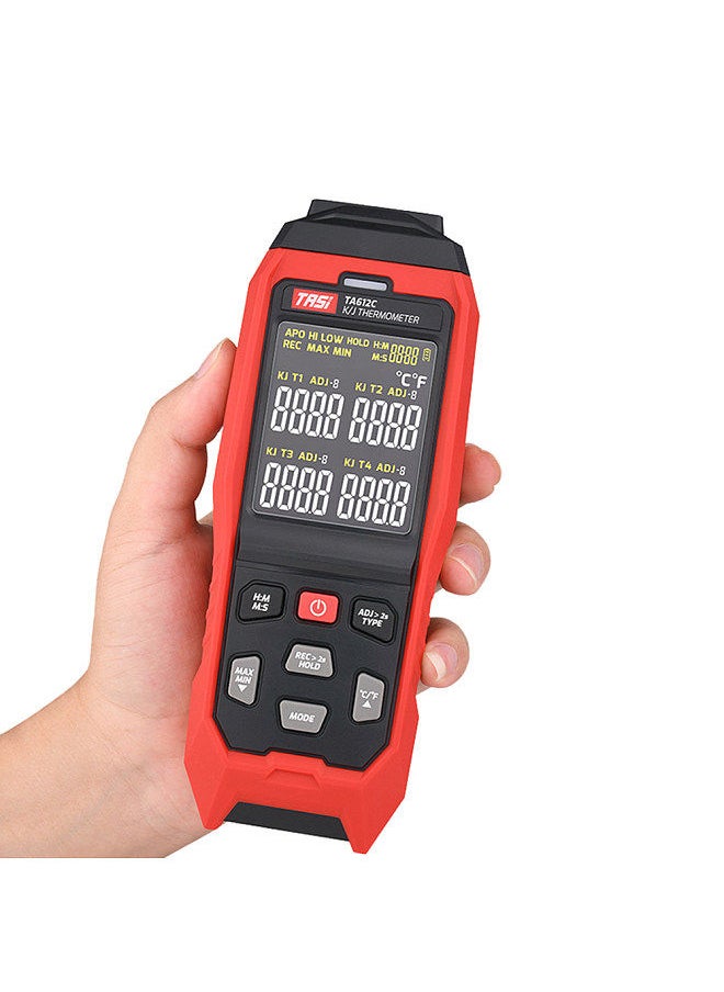 TASI - TASI TA612C 4 Channels K/ J Type Thermocouple Thermometer -200~1372℃/ -328~2501℉ Handheld Digital LCD Temperature Meter 5000 Groups Data Storage with USB Data Upload & Real-time Measurement - Image 1