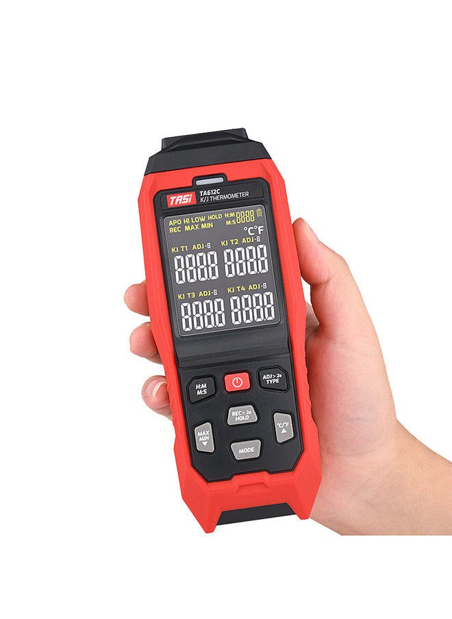 TASI - TASI TA612C 4 Channels K/ J Type Thermocouple Thermometer -200~1372℃/ -328~2501℉ Handheld Digital LCD Temperature Meter 5000 Groups Data Storage with USB Data Upload & Real-time Measurement - Image 1