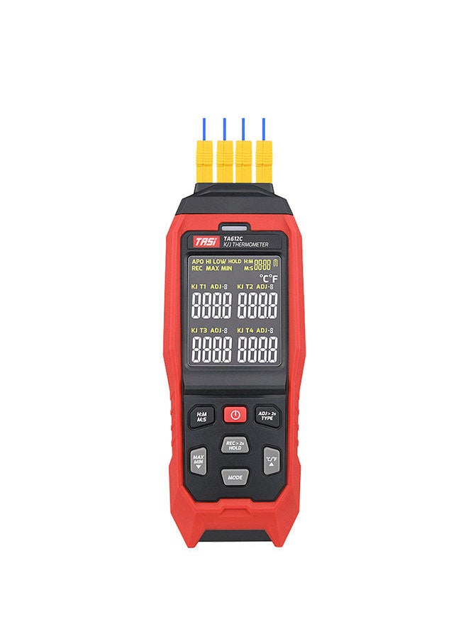 TASI - TASI TA612C 4 Channels K/ J Type Thermocouple Thermometer -200~1372℃/ -328~2501℉ Handheld Digital LCD Temperature Meter 5000 Groups Data Storage with USB Data Upload & Real-time Measurement - Image 1