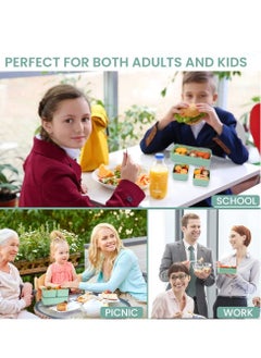 KASTWAVE Lunch Box, Double Stackable Bento Box 1400 ML Container Meal Prep Containe With Cutlery, 2 Tier and 3 Compartment Design Food Containers for Lunch Snacks,Lunch Box for Adults and kids  - Image 5