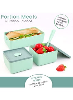 KASTWAVE Lunch Box, Double Stackable Bento Box 1400 ML Container Meal Prep Containe With Cutlery, 2 Tier and 3 Compartment Design Food Containers for Lunch Snacks,Lunch Box for Adults and kids  - Image 3