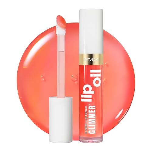 REVLON Super Lustrous Glimmer Lip Oil Moisturizing Tinted Shiny Finish Made with PlantBased Squalane 002 Miss Coral 013 fl oz - Image 1