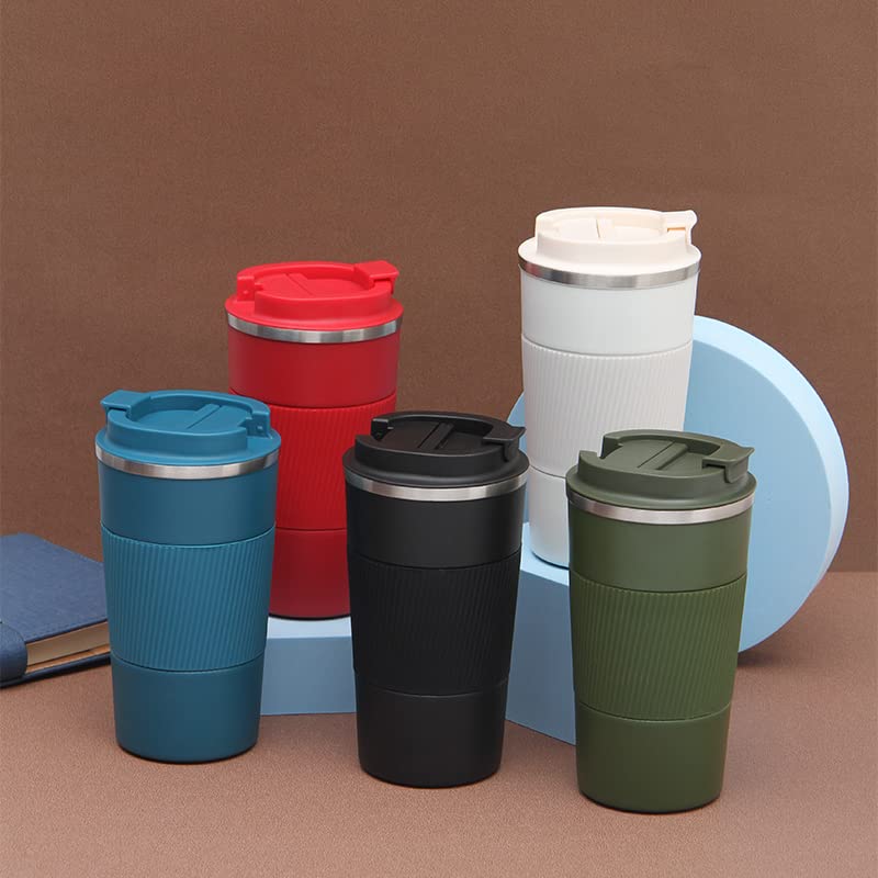 Wosta Insulated Travel Coffee Mug 2.0 | Double Wall Vacuum Stainless Steel Fat-Bottomed Coffee Cup Tumbler with Spill Proof Flip Lid for Hot and Ice Beverages (White Color, 380 Ml) - Image 4