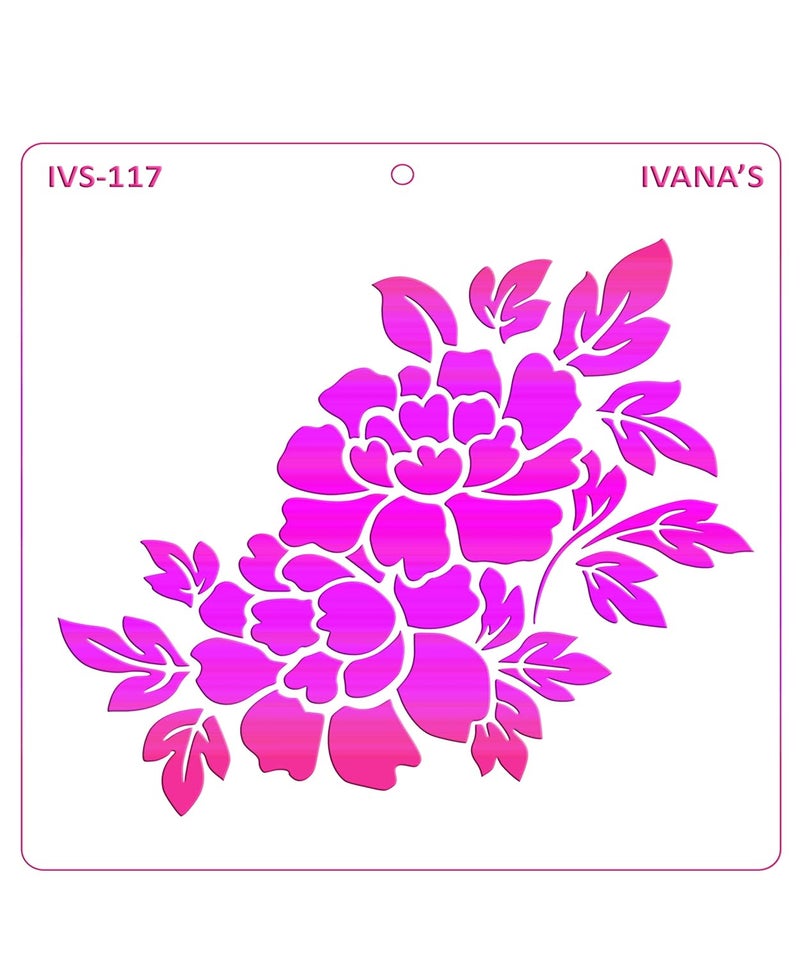 ivana's Ivana's Floral Pattern Stencil for Art & Craft, DIY Decorative Stencil for Painting on Canvas, Fabric, Cloth, Paper, Glass, Furniture and Wall, Size - 6 x 6 inch, Pack of 1, IVS-117  - Image 3