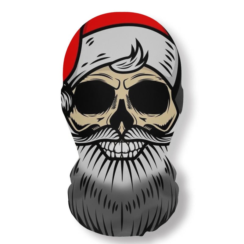 Green Skull Headgear 23*40cm Mesh Fabric - Hand-Sewn Festive Santa-Themed Mask for Party Dress-Up Cycling Trendy Wear