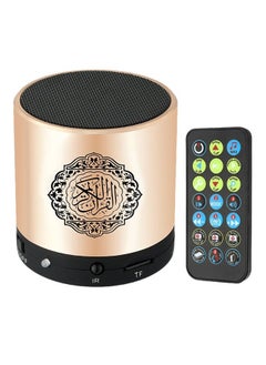 zenvo X Remote Control Speaker Portable Quran Speaker MP3 Player 8GB TF FM Quran Koran Translator USB Rechargeable Speaker (Gold)  - Image 1